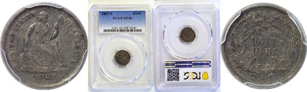 1867-S Seated Liberty Half Dime. -  PCGS XF-40