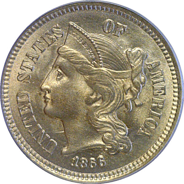 1866 Nickel Three Cent  -  PCGS MS-64 - Image 2