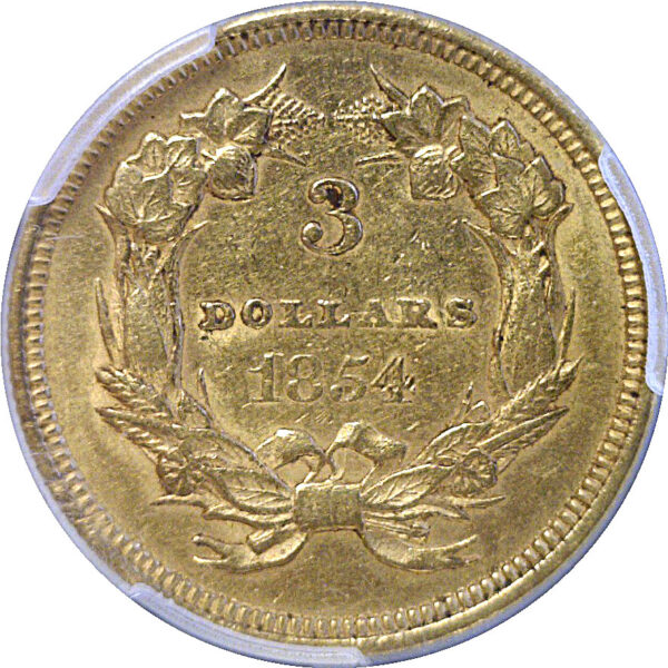 1854 $3 Princess  -  PCGS AU-53 - Image 3