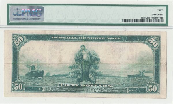 1914 $50 Federal Reserve Note Fr-1039a PMG VF-30 - Image 3
