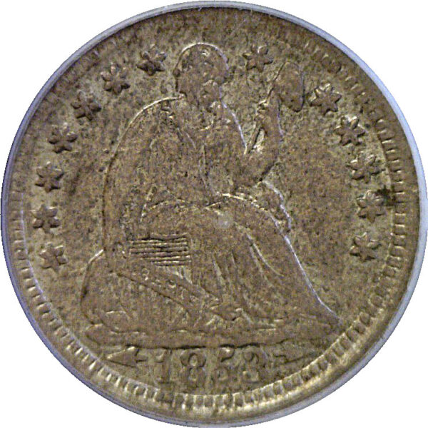 1853 Arrows.  Seated Liberty Half Dime  -  PCGS AU-53 - Image 2