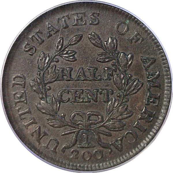 1804 Spiked Chin.  Half Cent  -  PCGS AU-53 - Image 3