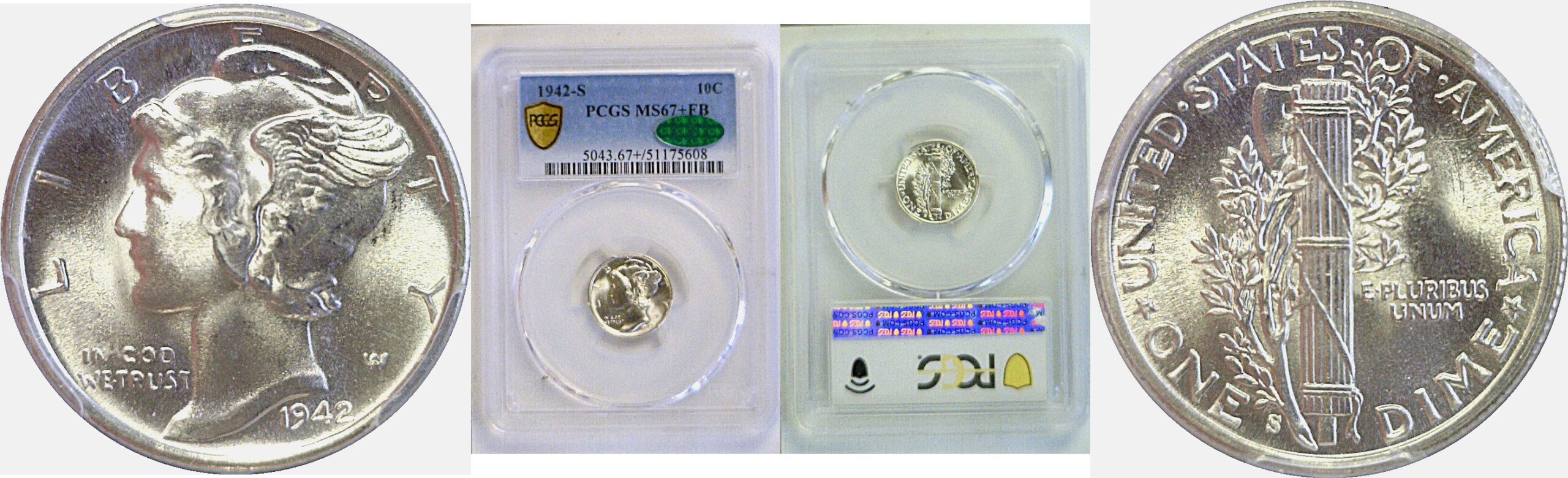 1942-S Mercury Dime  -  PCGS MS-67+ FB  CAC