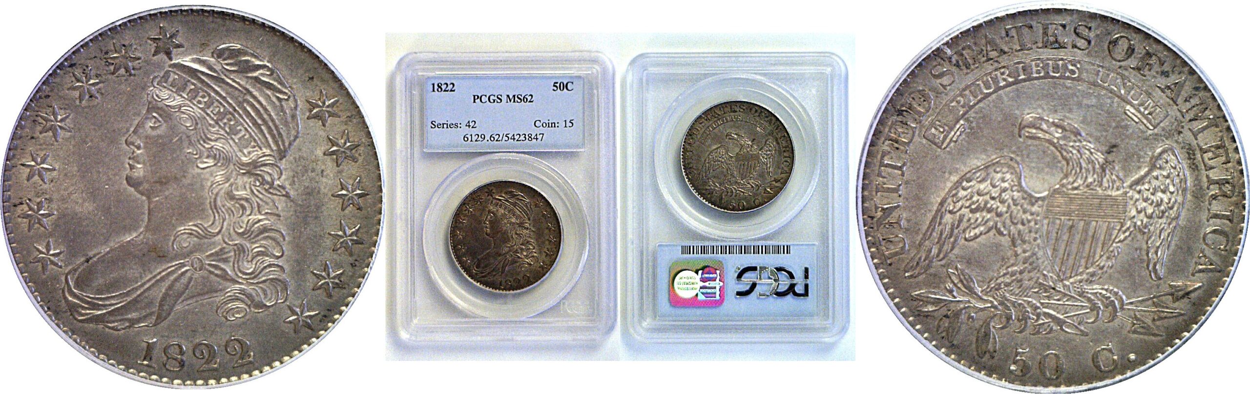1822 Bust Half Dollar  -  PCGS MS-62