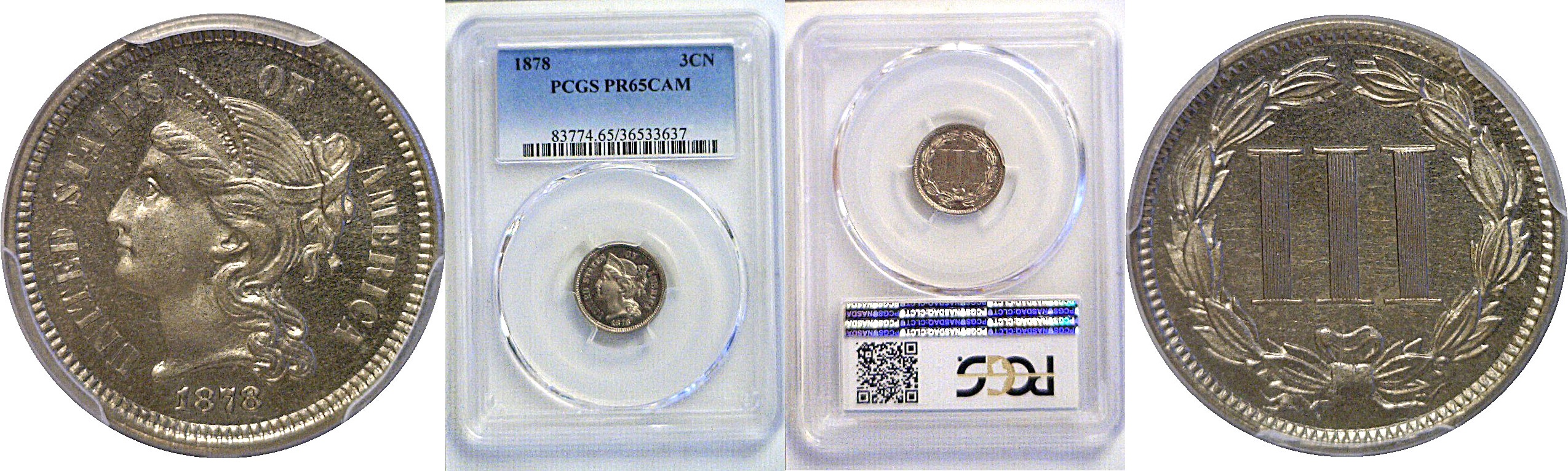 1878 Nickel Three Cent  -  PCGS PR-65 CAM