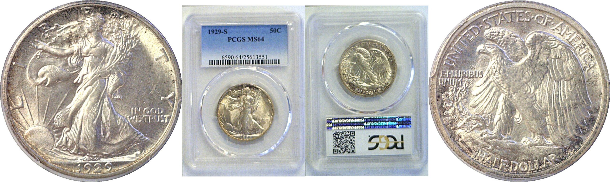 1929-S Walking Liberty Half Dollar  -  PCGS MS-64