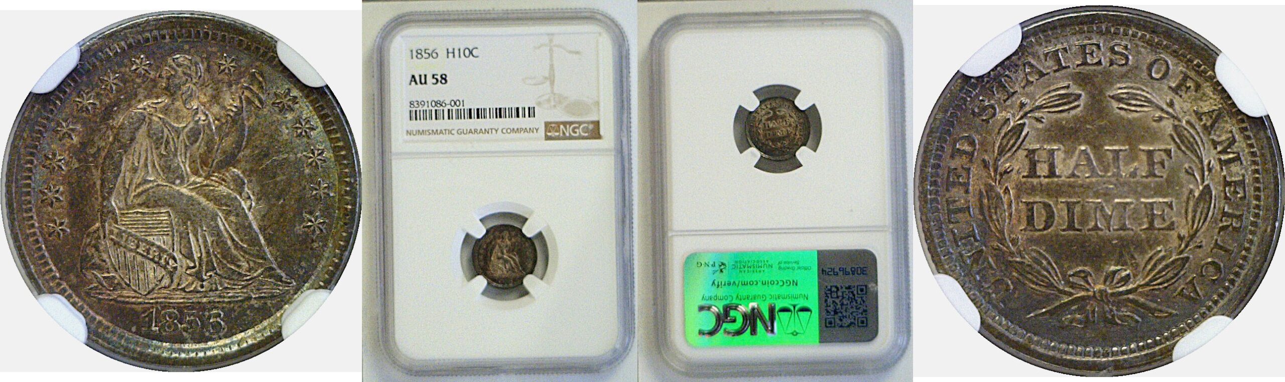 1856 Seated Liberty Half Dime  -  NGC AU-58