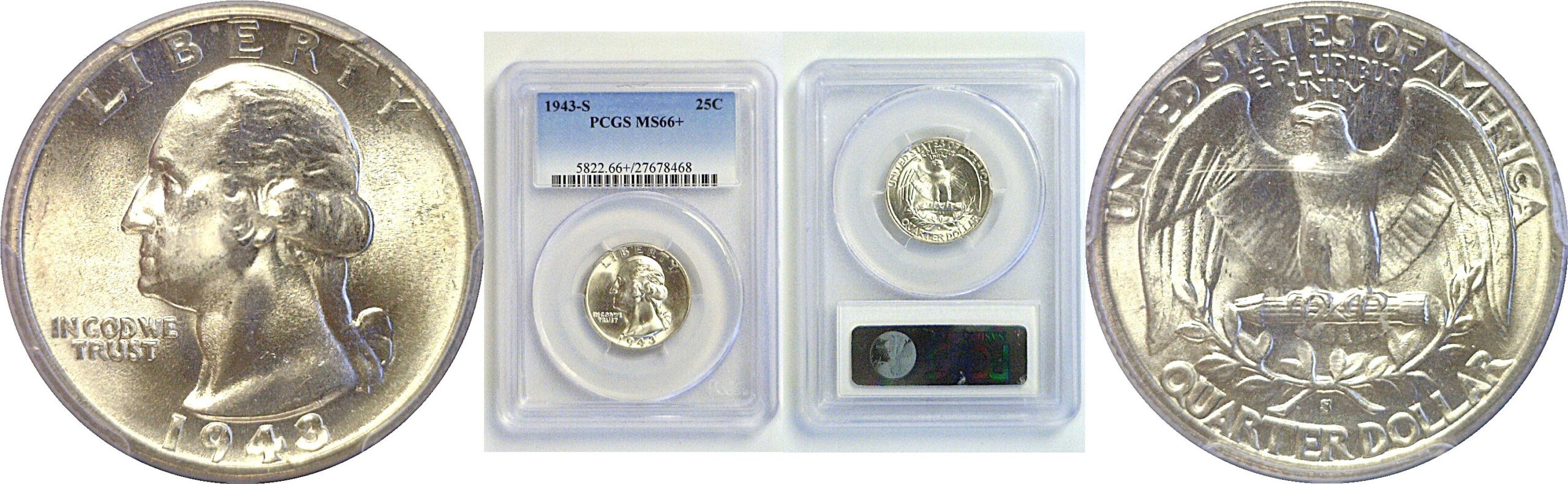 1943-S Washington Quarter   PCGS MS-66+