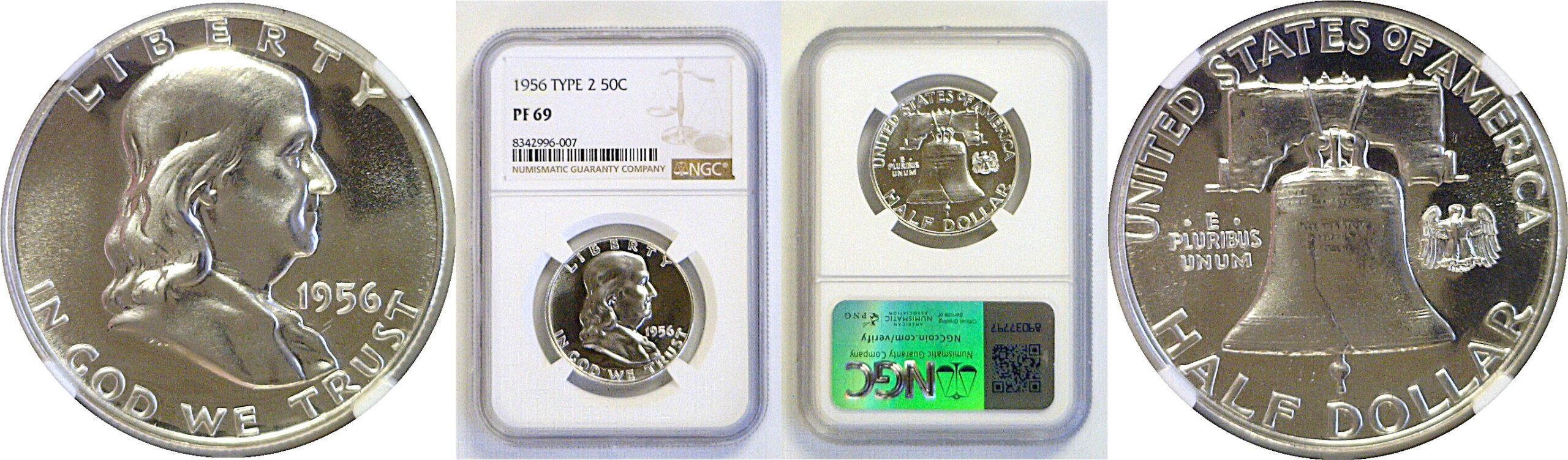 1956 Type 2   Franklin Half Dollar   NGC PF-69