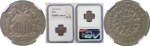 1866 Shield Nickel  -  NGC XF-45