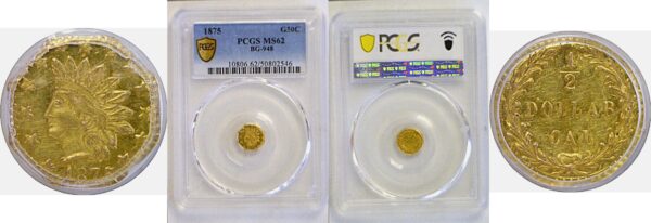 1875 50c California Fractional Gold. BG-948.  -  PCGS MS-62