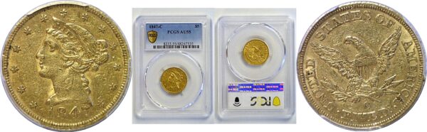 1847-C $5 Liberty  -  PCGS AU-55
