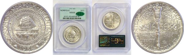 1936 Norfolk Commemorative Half Dollar   PCGS MS-65  CAC