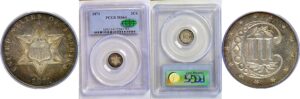 1871 Silver Three Cent. -  PCGS MS-64. CAC