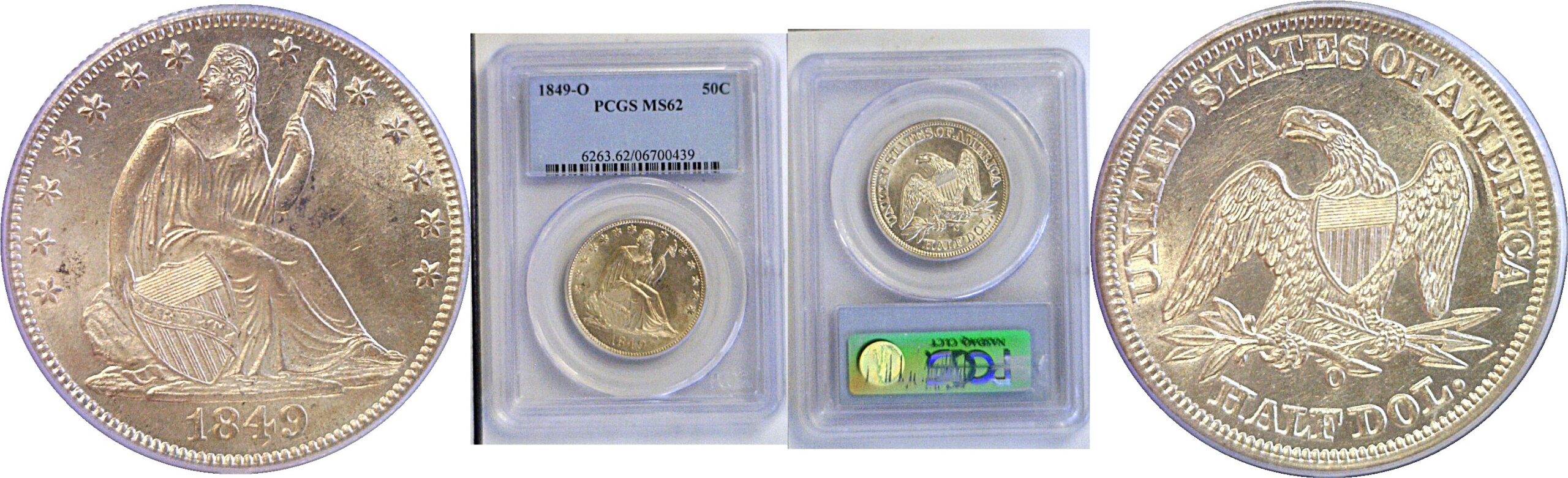 1849-O Seated Liberty Half Dollar  -  PCGS MS-62