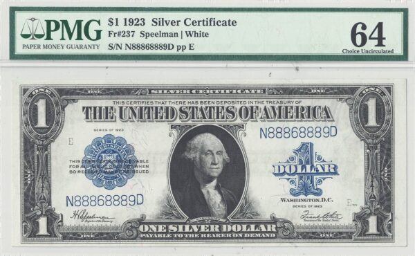 1923 $1 Silver Certificate Fr-237 PMG Choice CU-64 - Image 2