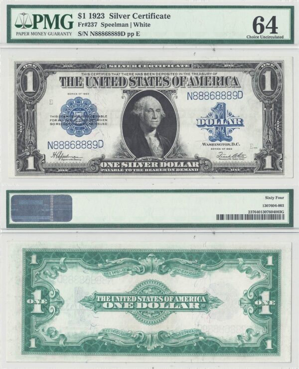 1923 $1 Silver Certificate Fr-237 PMG Choice CU-64