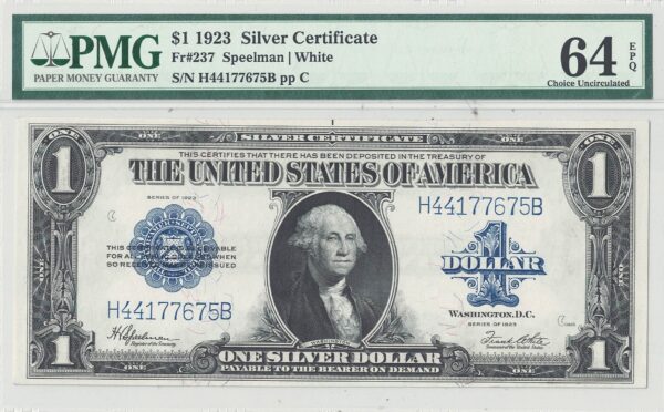 1923 $1 Silver Certificate Fr-237 PMG Choice CU-64 EPQ - Image 2