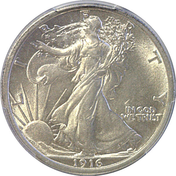 1916 Walking Liberty Half Dollar  -  PCGS AU-58 - Image 2