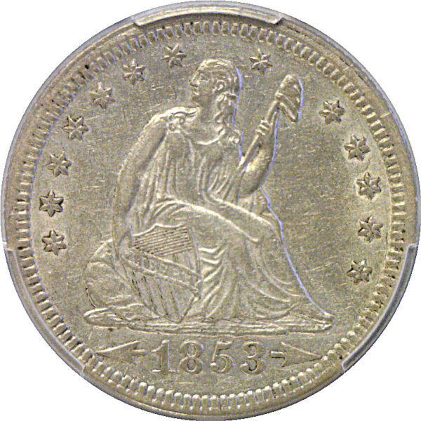 1853 Arrows & Rays.  Seated Liberty Quarter  -  PCGS AU-53 - Image 2
