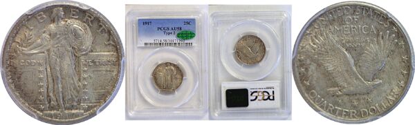 1917 T-2.  Standing Liberty Quarter  -  PCGS AU-58   CAC