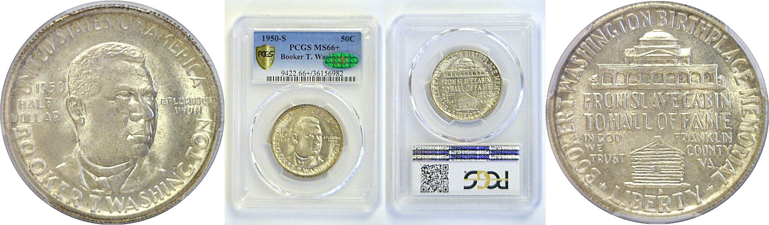 1950-S Booker T Washington Commemorative Half Dollar   PCGS MS-66+  CAC