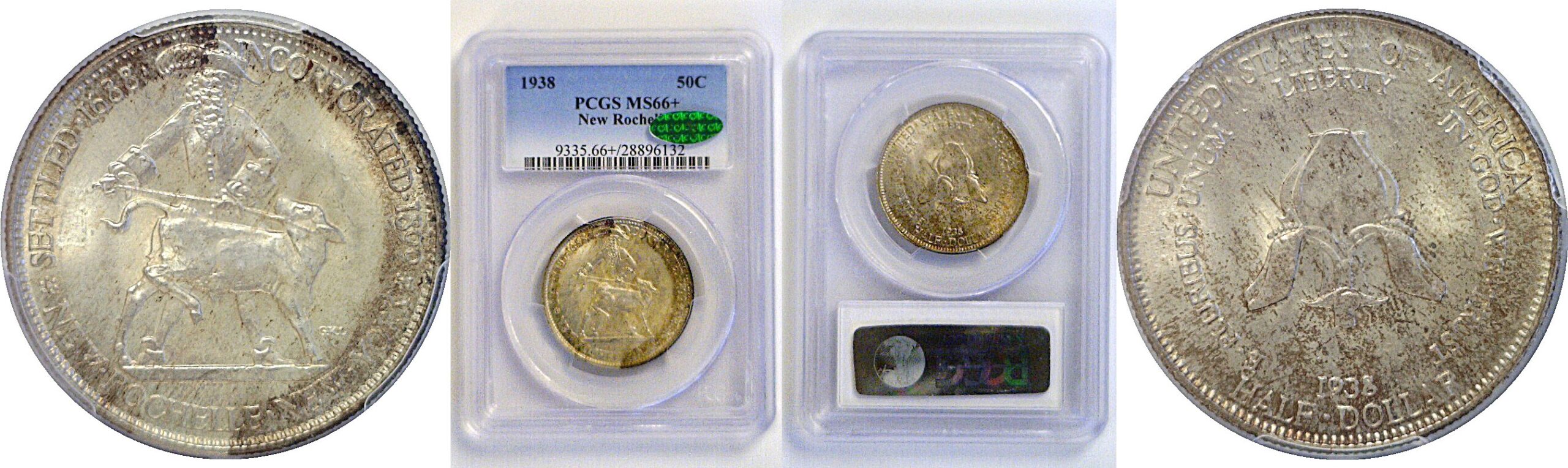 1938 New Rochelle Commemorative Half Dollar   PCGS MS-66+  CAC