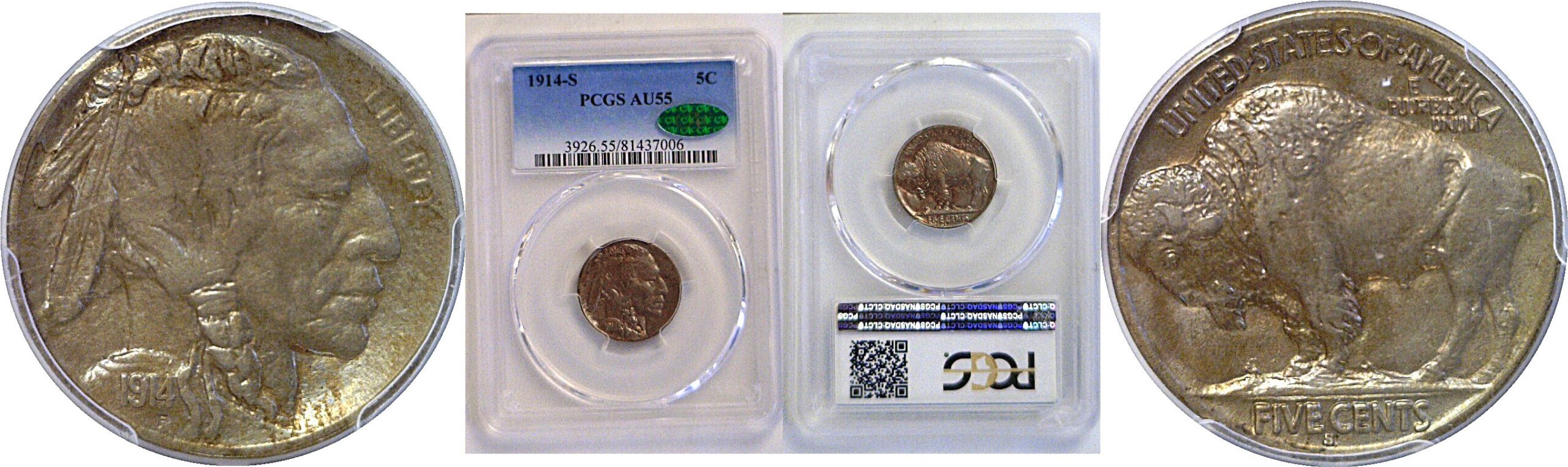 1914-S Buffalo Nickel  -  PCGS AU-55  CAC