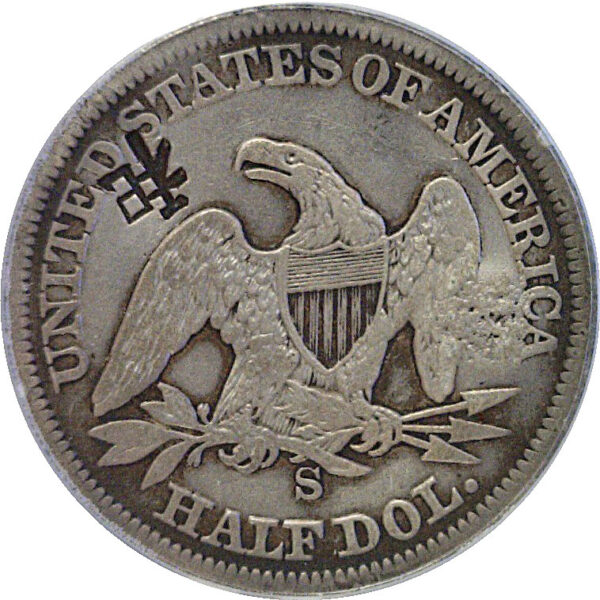 1859-S Seated Liberty Half Dollar  ANACS VG-10 Details  Chopmarked, Cleaned - Image 3