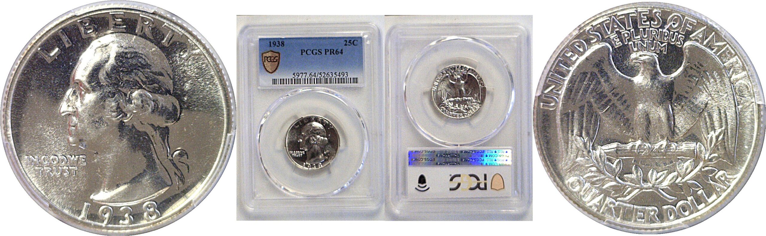 1938 Washington Quarter  -  PCGS PR-64