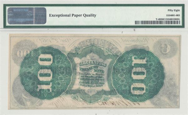 1862 $100 Confederate Note T-49 PMG AU-58 EPQ - Image 3