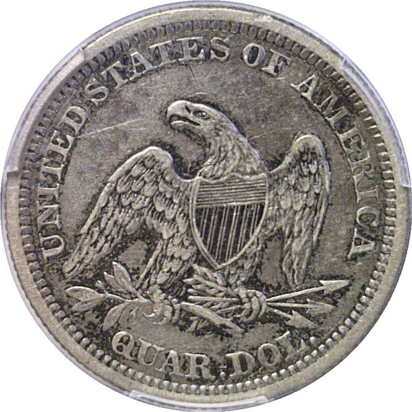 1864 Seated Liberty Quarter  -  PCGS VF-35 - Image 3