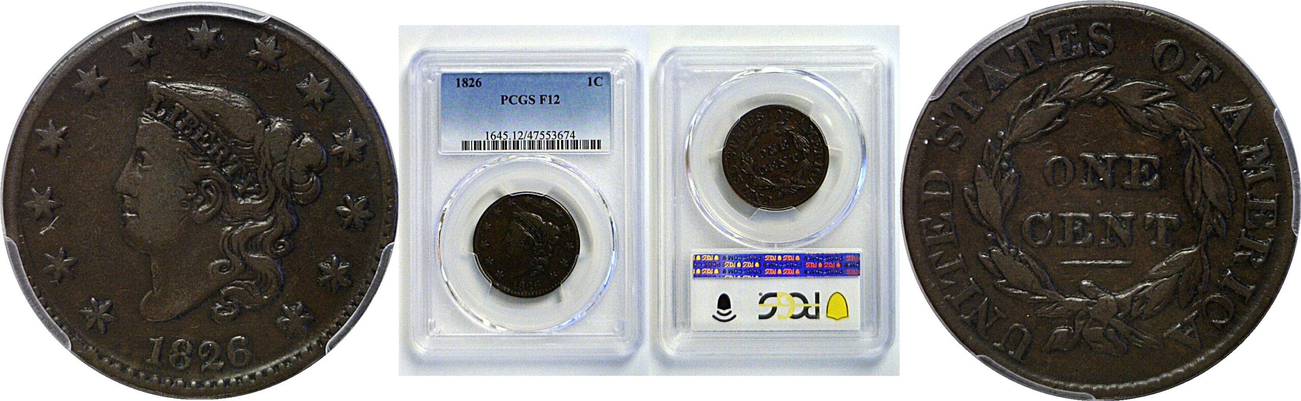 1826 Large Cent  -  PCGS F-12