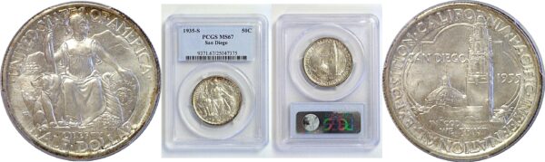 1935-S San Diego Commemorative Half Dollar    PCGS MS-67