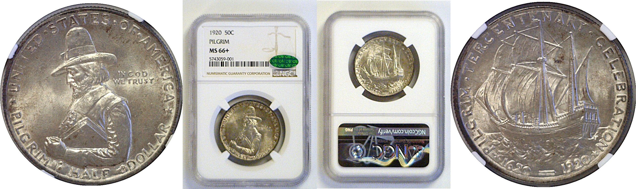 1920 Pilgrim Commemorative Half Dollar   NGC MS-66+   CAC