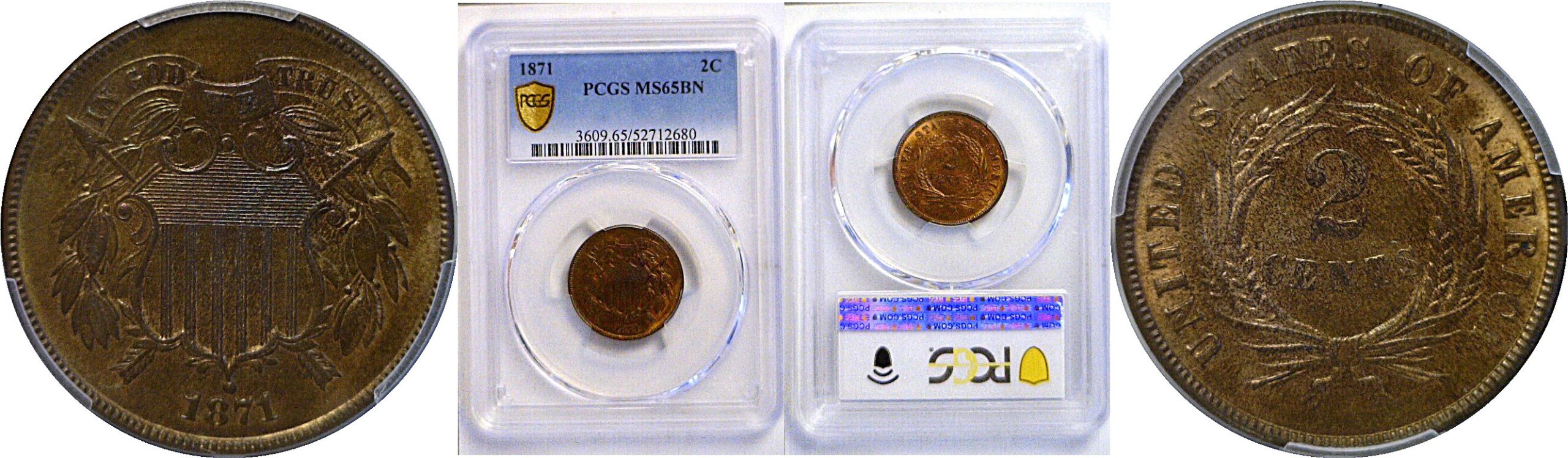 1871 Two Cent  -  PCGS MS-65 BN