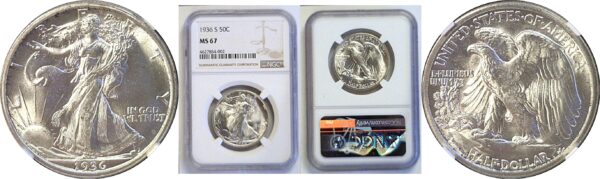 1936-S Walking Liberty Half Dollar  -  NGC MS-67