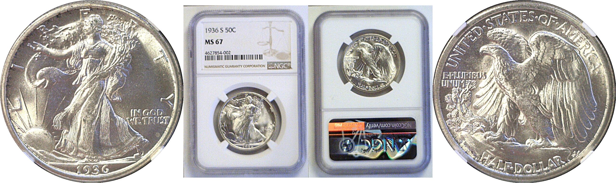 1936-S Walking Liberty Half Dollar  -  NGC MS-67