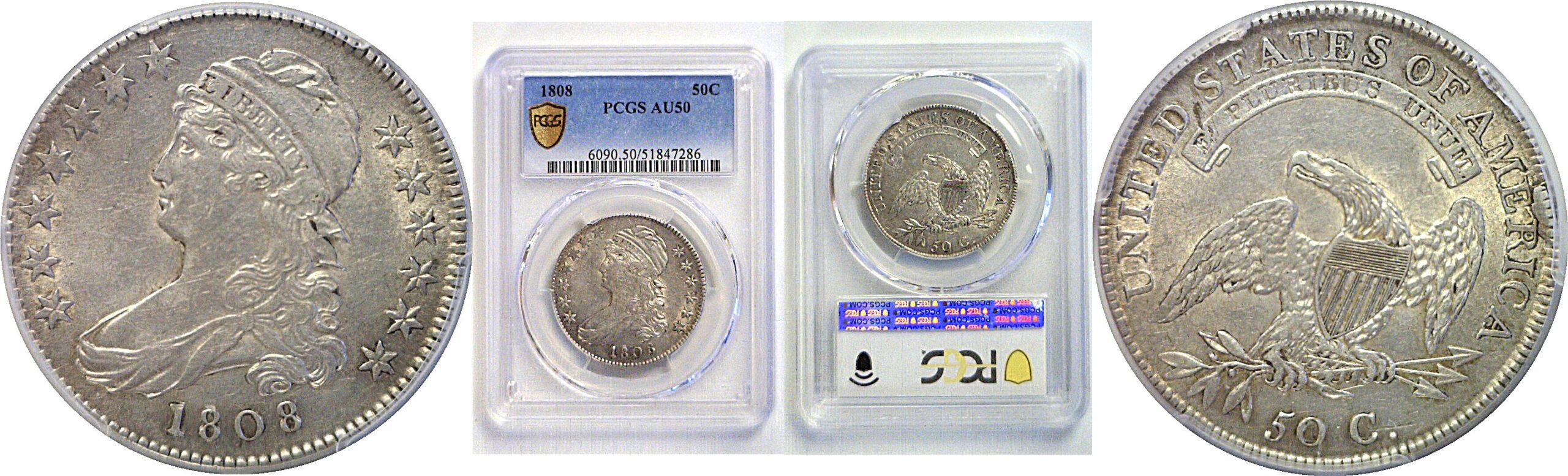 1808 Bust Half Dollar  -  PCGS AU-50