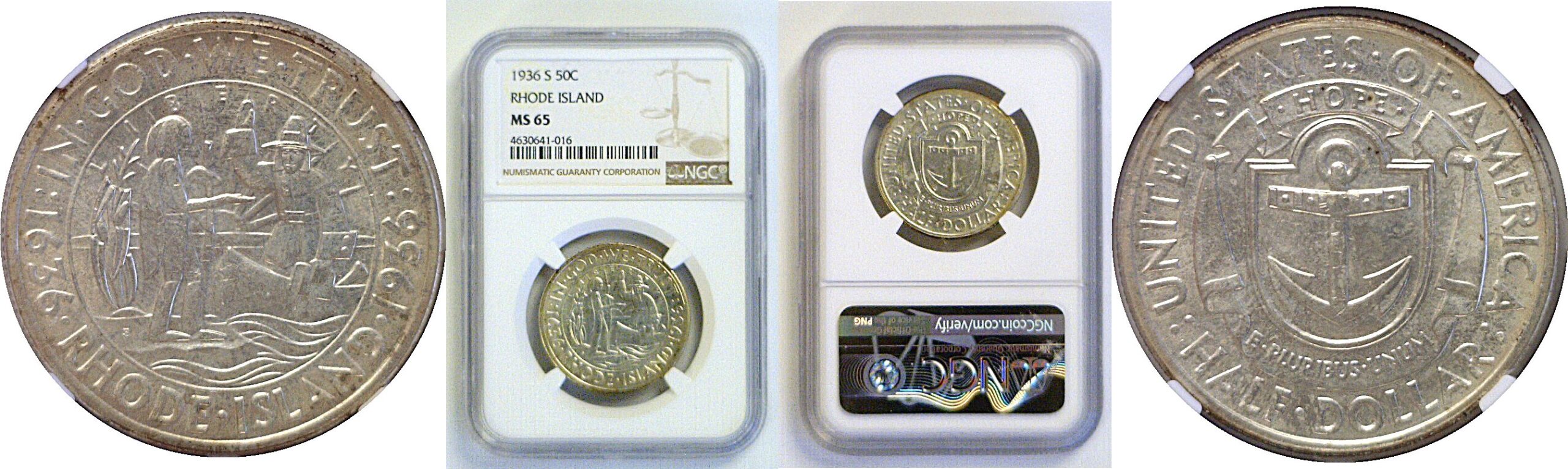 1936-S Rhode Island Commemorative Half Dollar   NGC MS-65