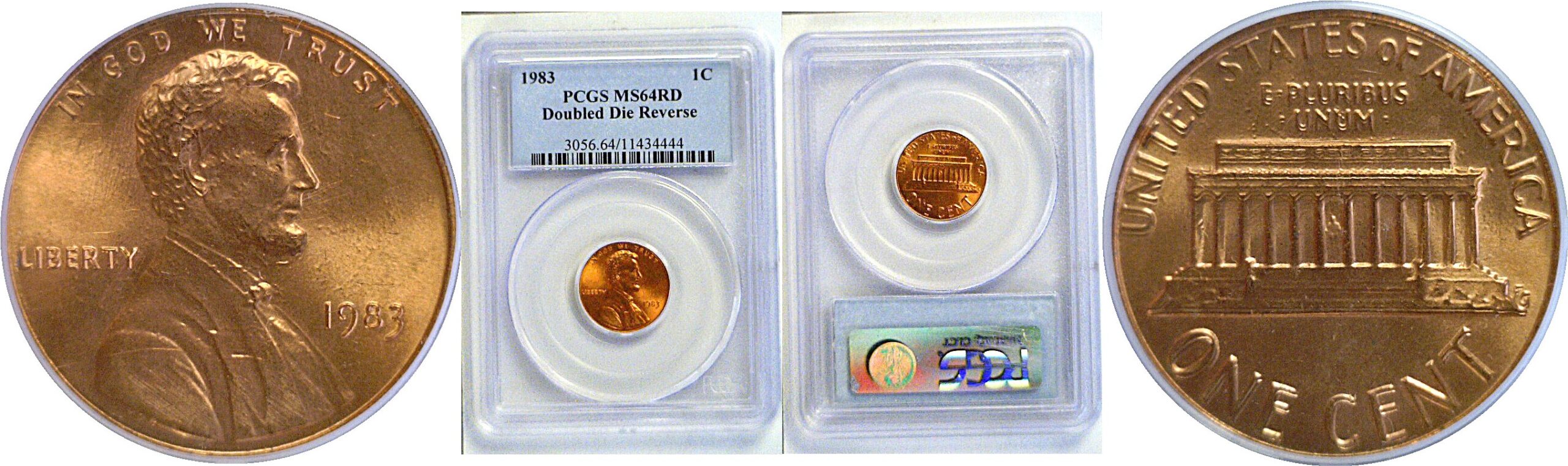 1983 Doubled Die Reverse.  Lincoln Cent.  -   PCGS MS-64 RD