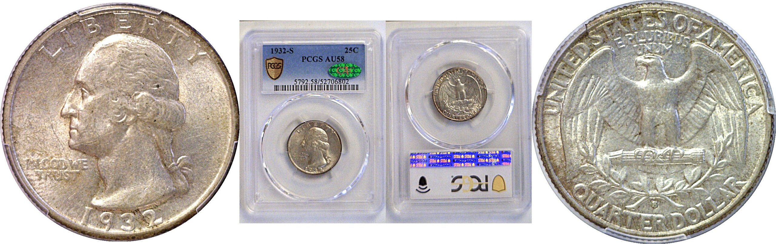 1932-S Washington Quarter  -  PCGS AU-58  CAC