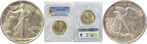 1919-D Walking Liberty Half Dollar  -  PCGS AU-55