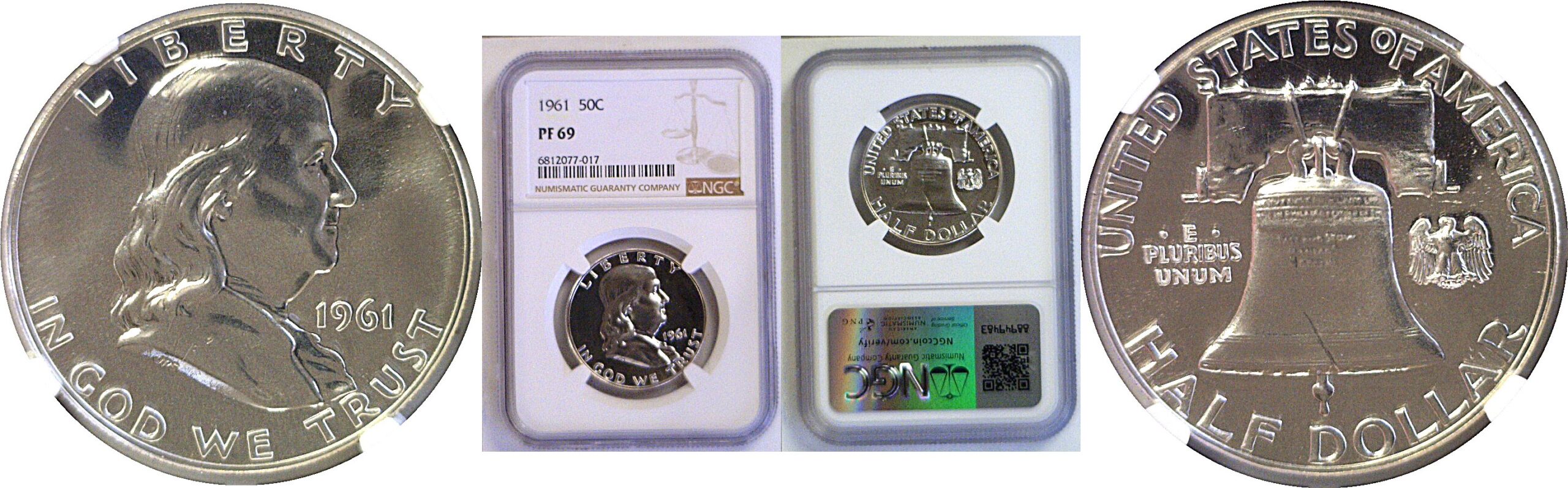 1961 Franklin Half Dollar  -  NGC PR-69