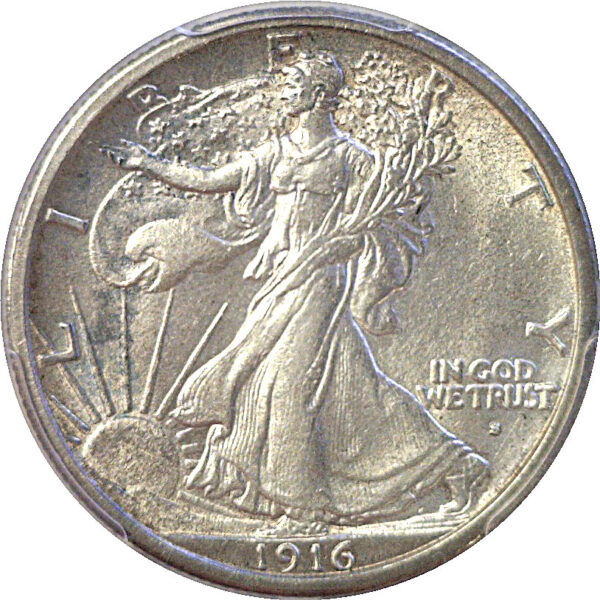 1916-S Walking Liberty Half Dollar  -  PCGS AU-58  CAC - Image 2