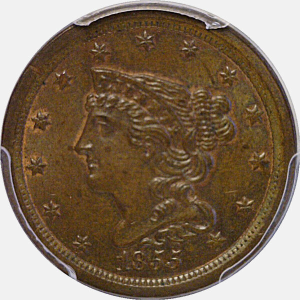 1855 Half Cent  -  PCGS MS-64 BN - Image 2