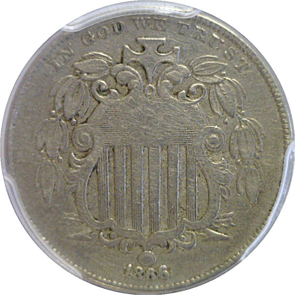 1866/1866 Shield Nickel. -  PCGS F-15 - Image 2