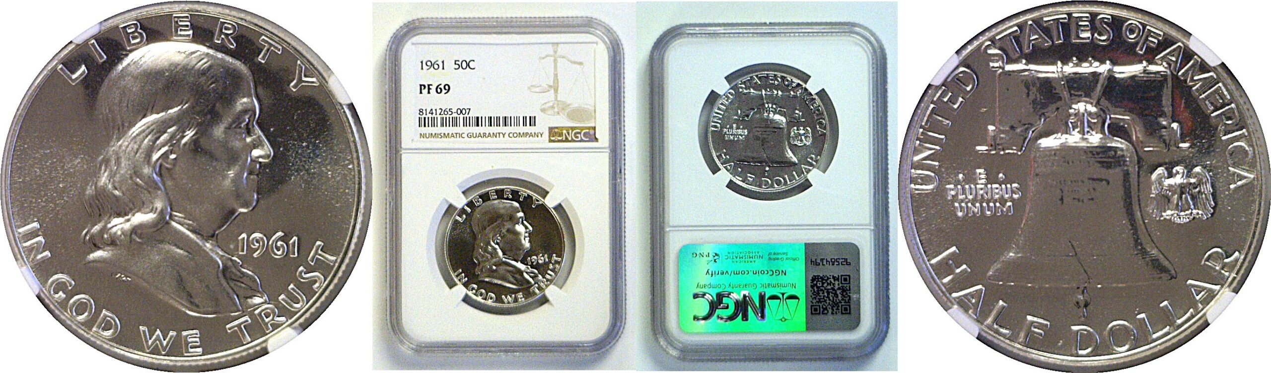 1961 Franklin Half Dollar  -  NGC PF-69