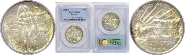 1934-D Oregon Trail Commemorative Half Dollar  -  PCGS MS-66
