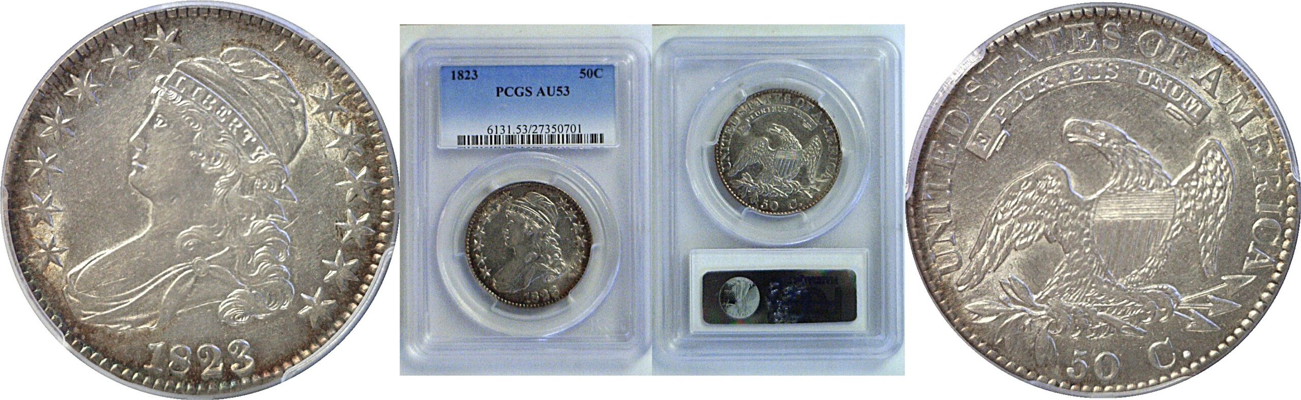 1823 Bust Half Dollar. -  PCGS AU-53